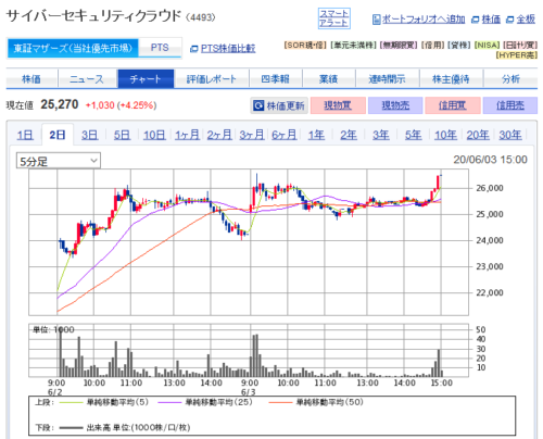 サイバーセキュリティ5分足